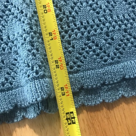 Alfred Dunner Women's Medium Teal Blue Knit Short Sleeve Sweater Crew Neck Scall - Picture 11 of 12